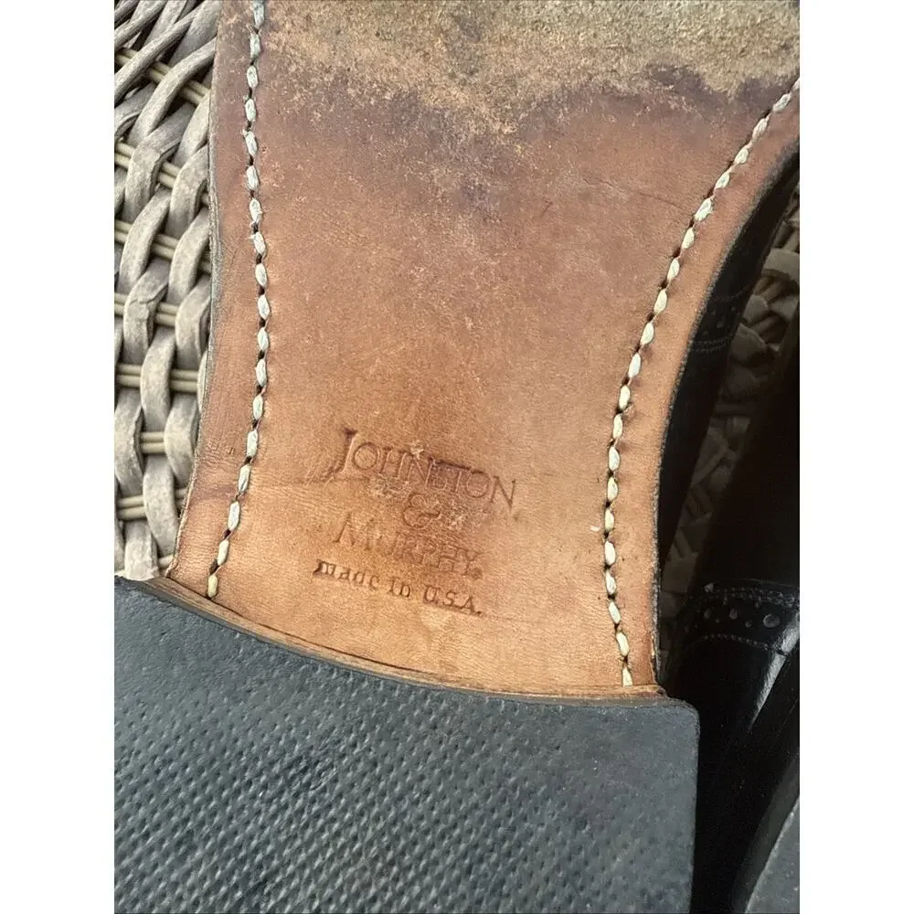 Johnston & Murphy Men’s Black Leather Oxford Dress Shoes Size 10 D Optima